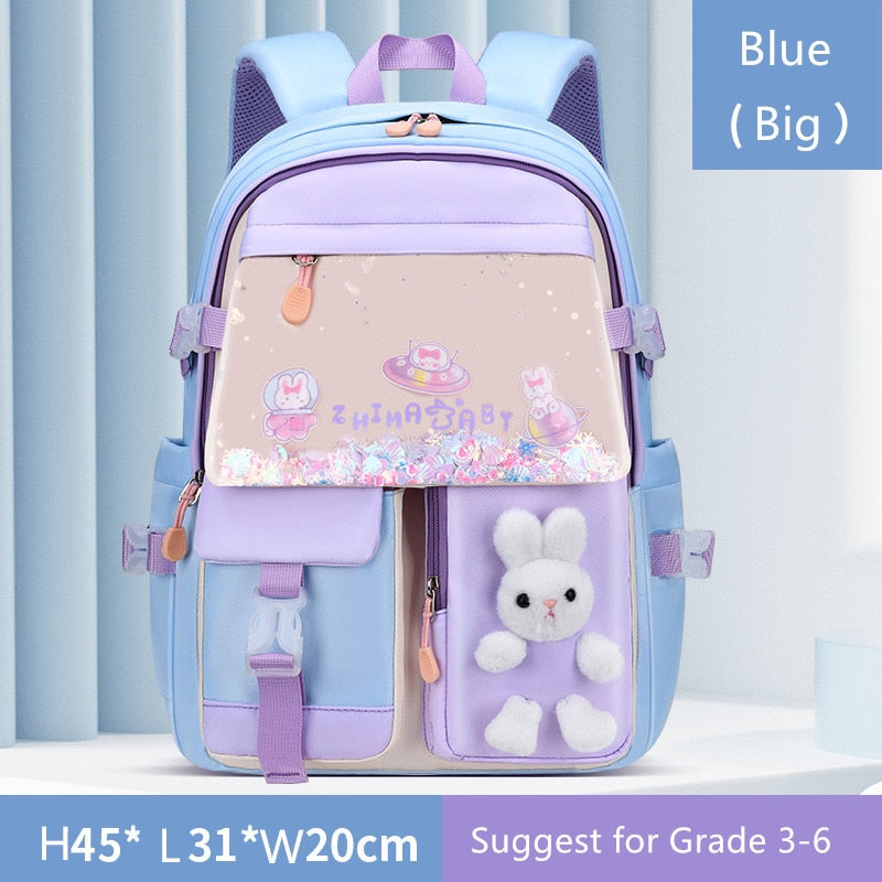 Cute Bunny School Backpack for Girls