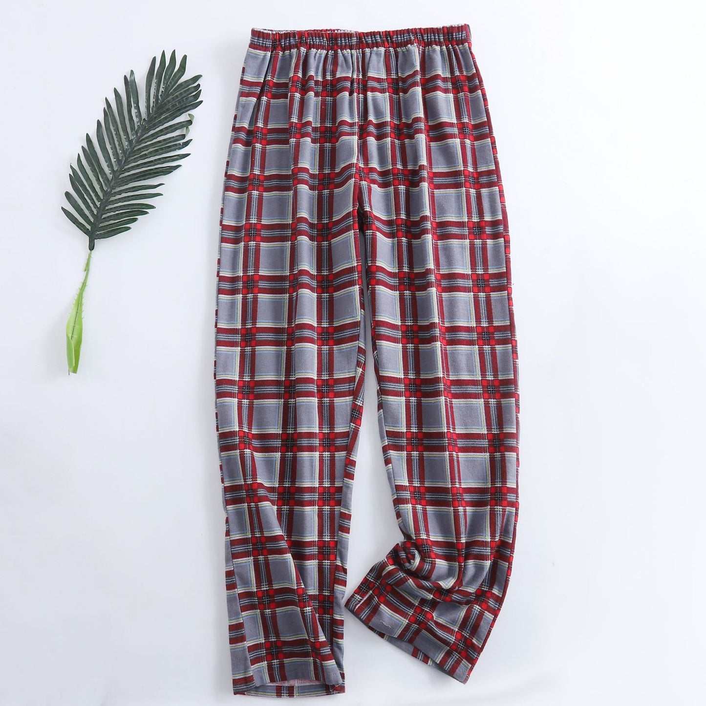 Winter Men's Plaid Flannel Pyjamas 2 Pcs Set