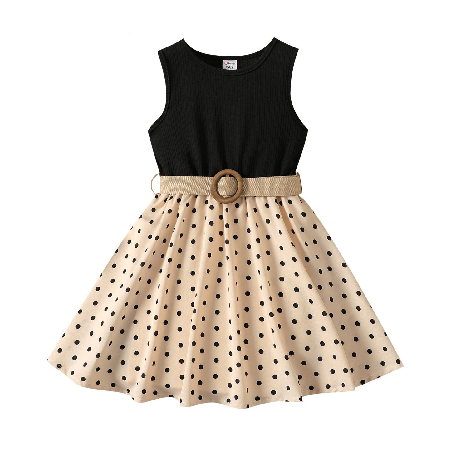 Girls Knee-Length Polka Dot Dress