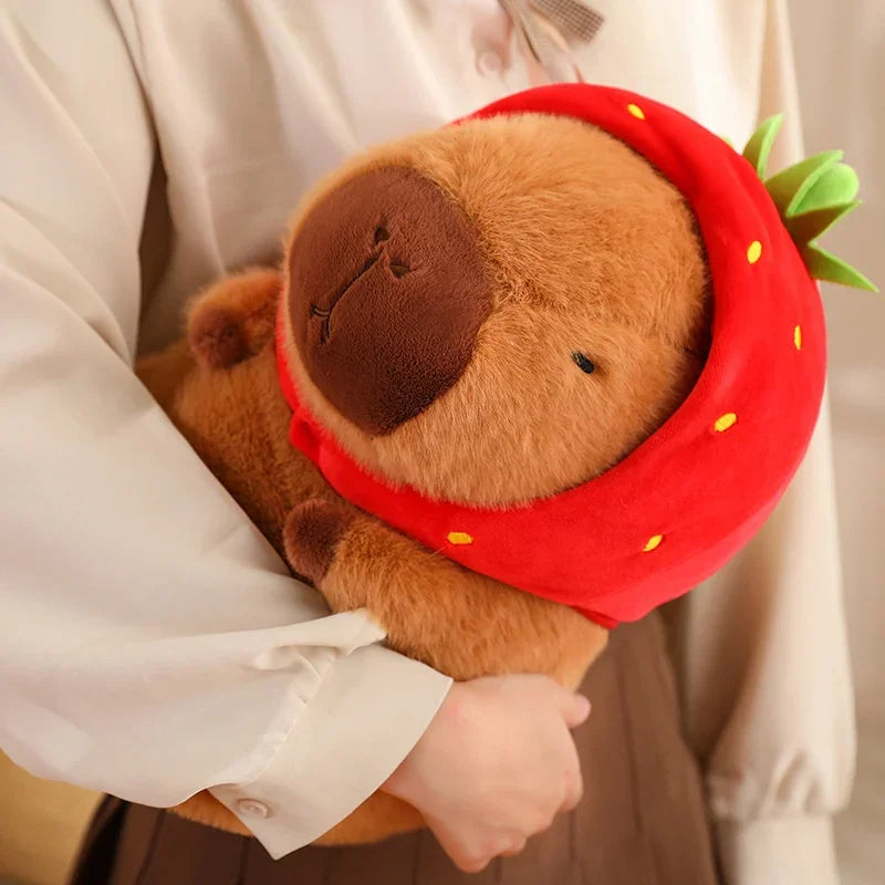 Strawberry Hat and Turtle Backpack Capybara Plush Toys