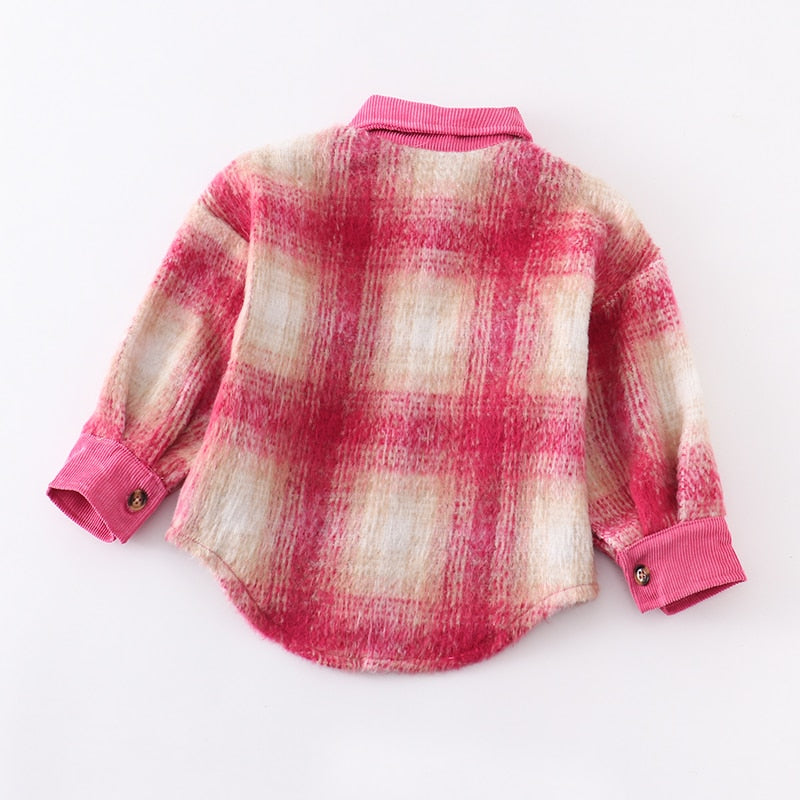 Matching Family Couple Outfit - Pink Plaid Flannel Shirt - Mom, Dad & Kid