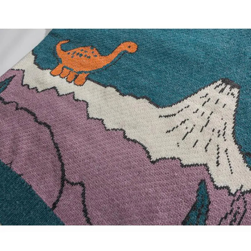 Cartoon Dinosaur Knitted Sweater