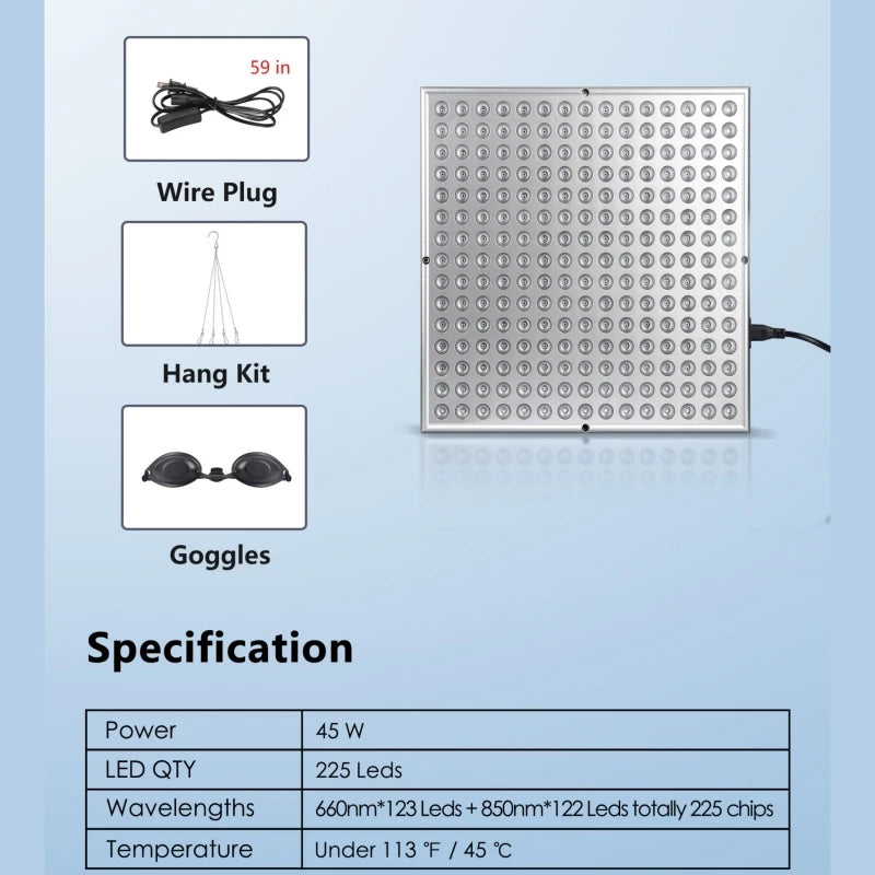 LED Red Light Therapy Panel for Skin Care and Pain Relief