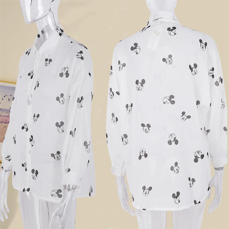 Long-Sleeve Lightweight Fabric Shirt Mickey Mouse and Minnie Mouse