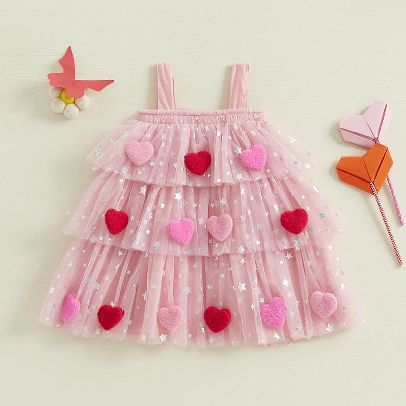 Girls' Knee-Length Tulle Dress – Sleeveless & Ruffled