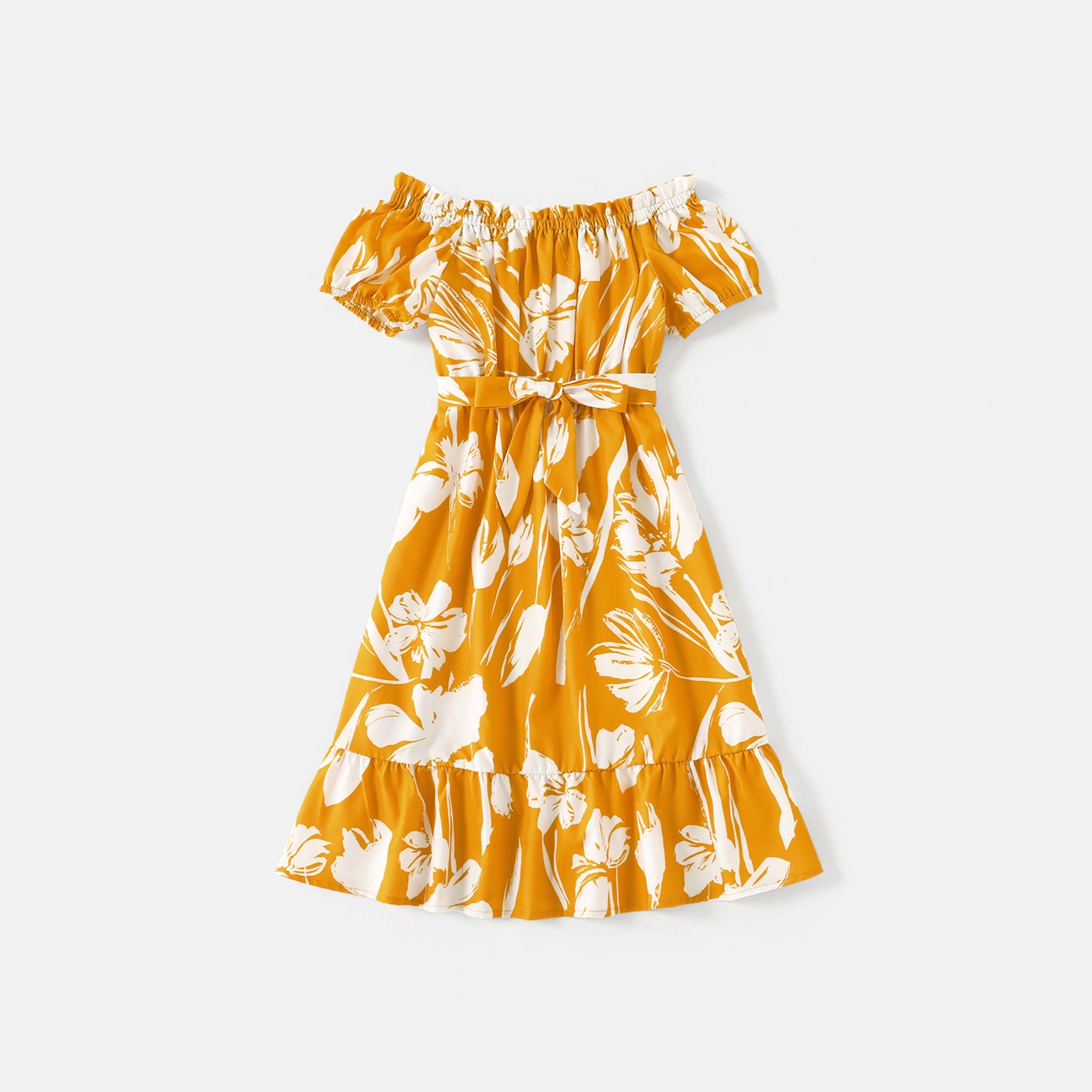 Yellow Floral Dresses and T-shirt - Matching Family Outfits