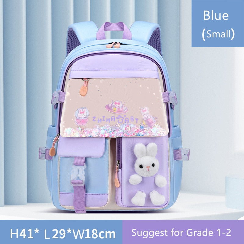 Cute Bunny School Backpack for Girls