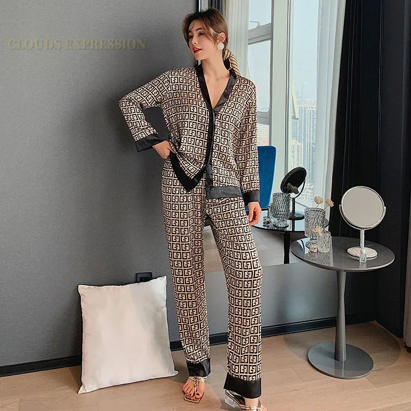 Women's Silk Long Sleeve Pyjamas Set