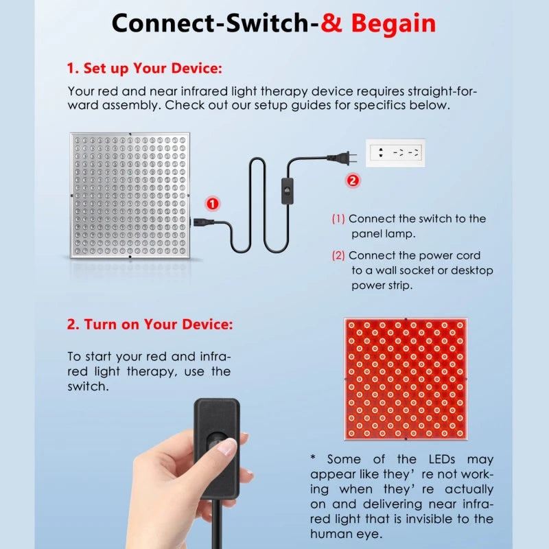 LED Red Light Therapy Panel for Skin Care and Pain Relief