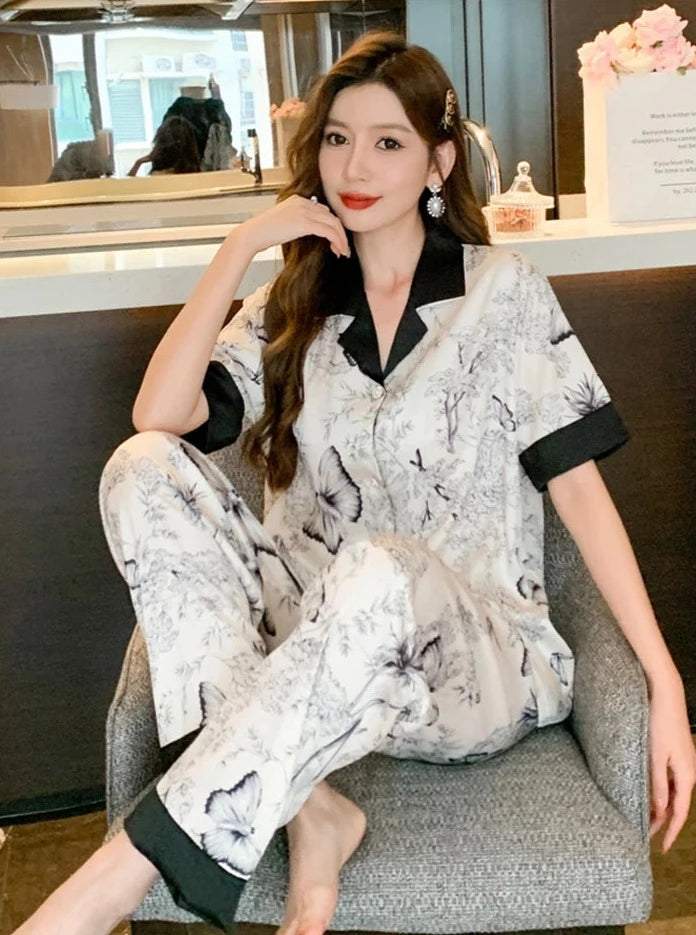 Women's Silk Long Sleeve Pyjamas Set