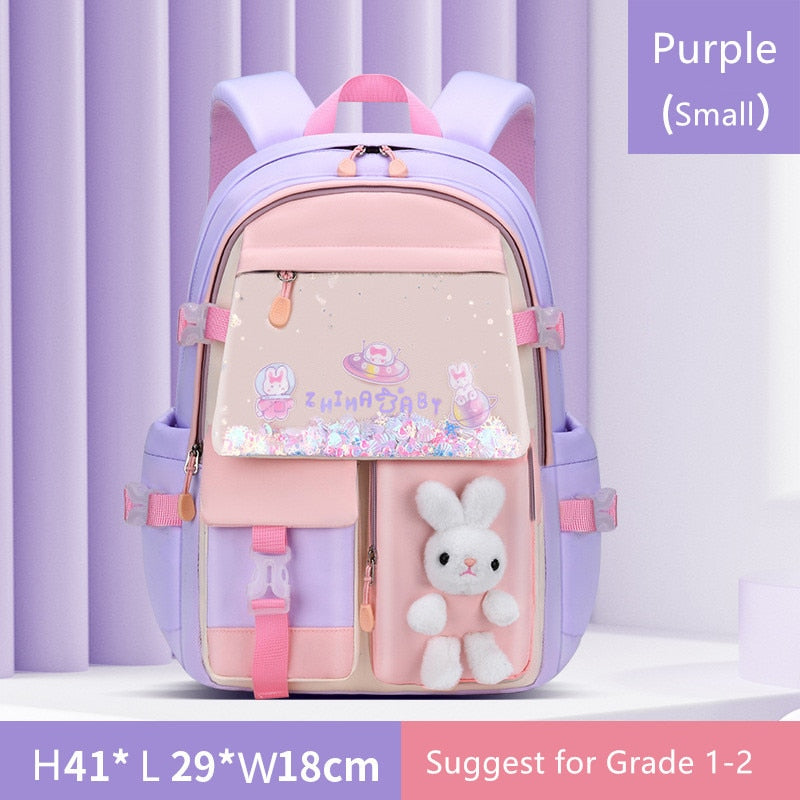 Cute Bunny School Backpack for Girls