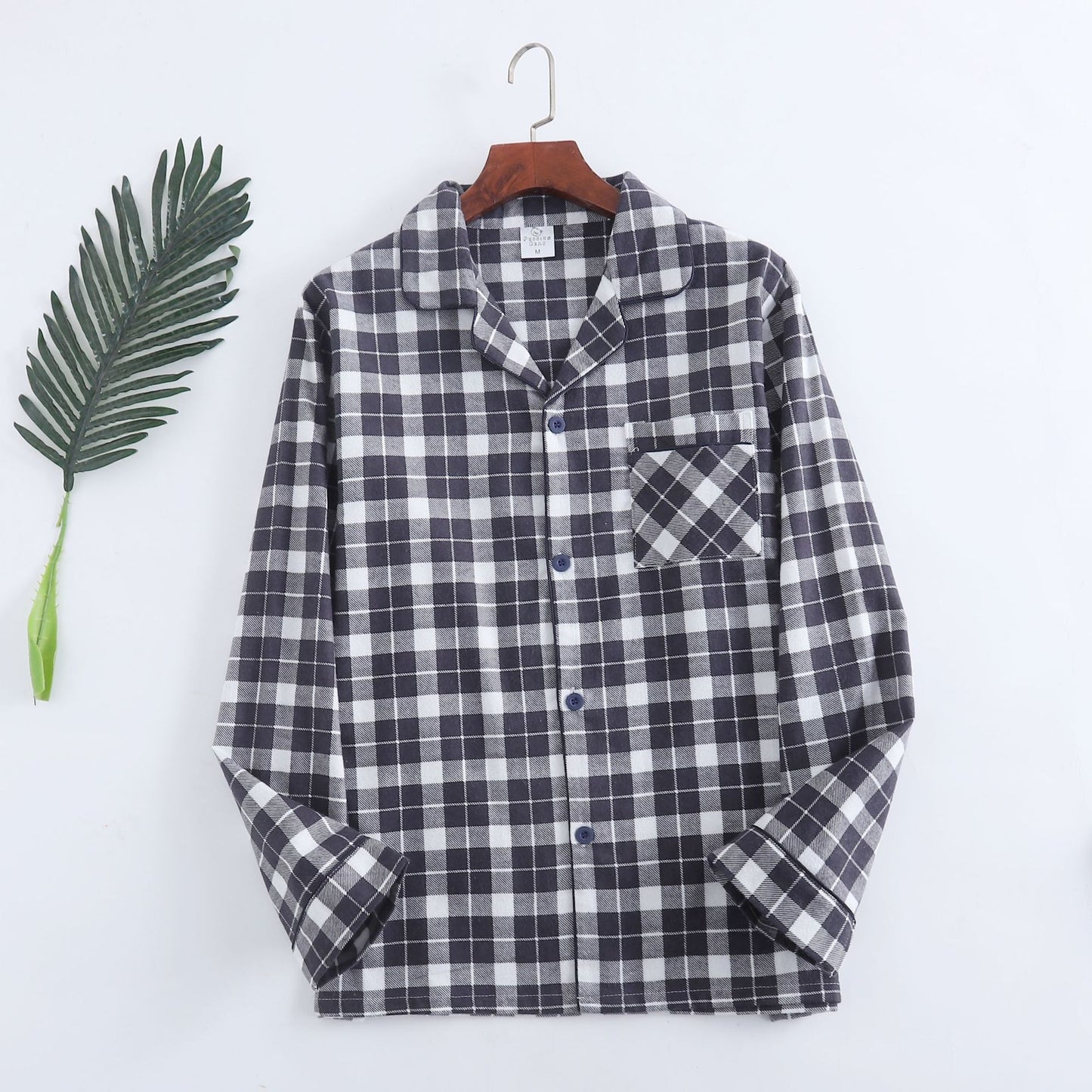 Winter Men's Plaid Flannel Pyjamas 2 Pcs Set