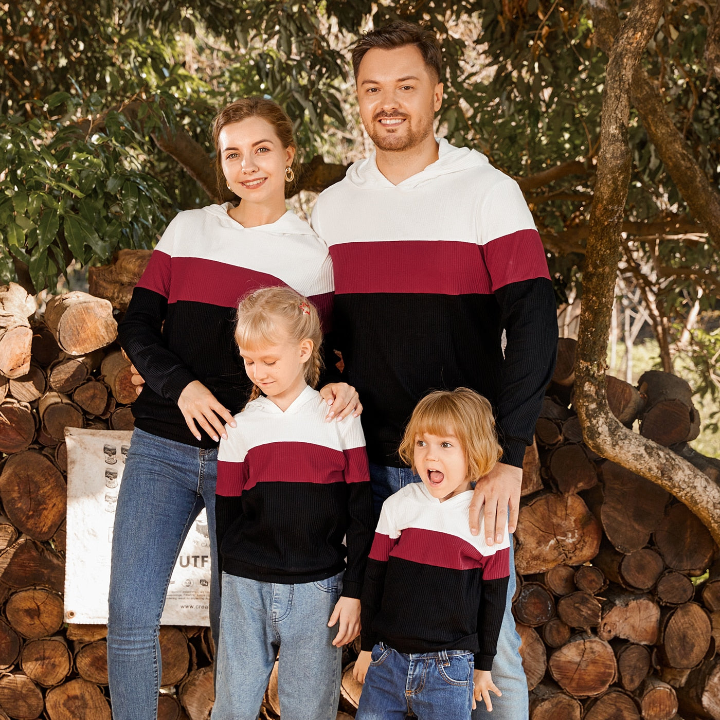 Matching Family Outfit - Long-Sleeved Hoodies in Ribbed Cotton