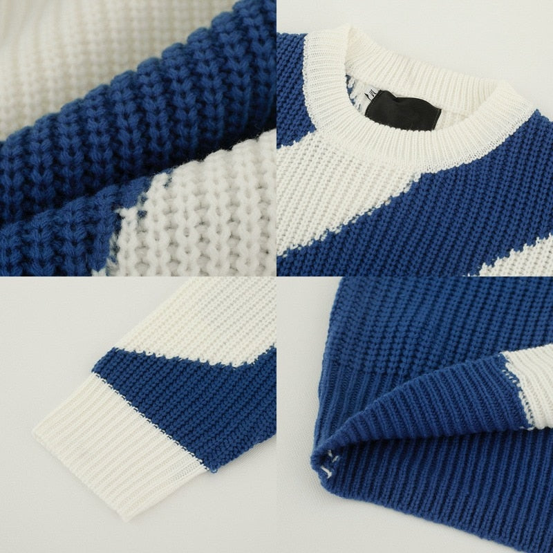 Casual Cow Patchwork O-Neck Collar Sweater