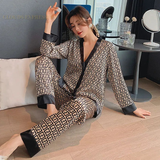 Women's Silk Long Sleeve Pyjamas Set