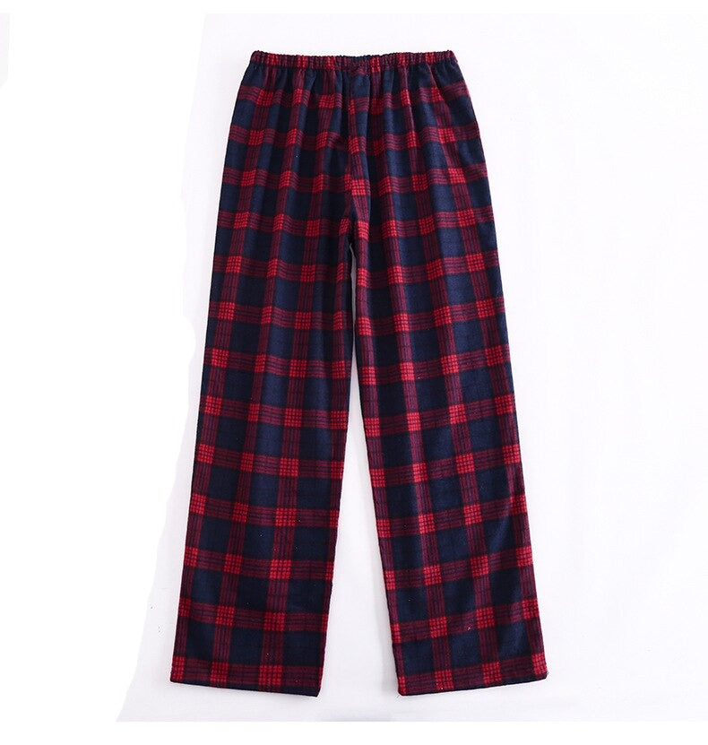 Winter Men's Plaid Flannel Pyjamas 2 Pcs Set