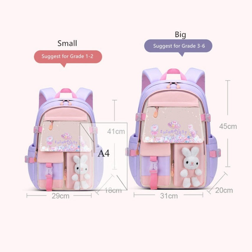 Cute Bunny School Backpack for Girls