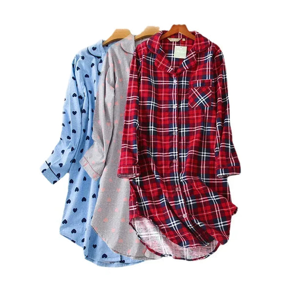 Plaid Cotton Flannel Nightgown