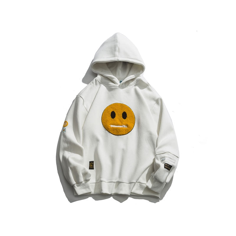 Men's Pullover Hooded Sweatshirt Smiley Face with Ziper