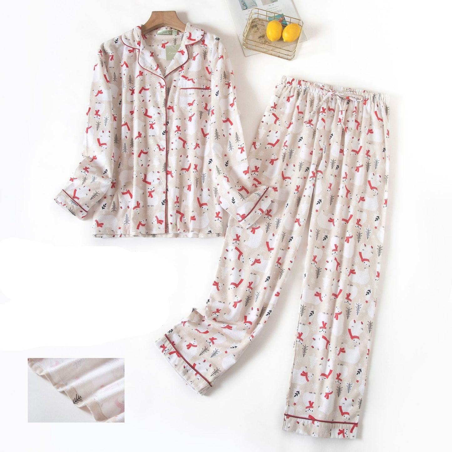 Women's Cosy Plaid Pyjamas 2 Pcs Set