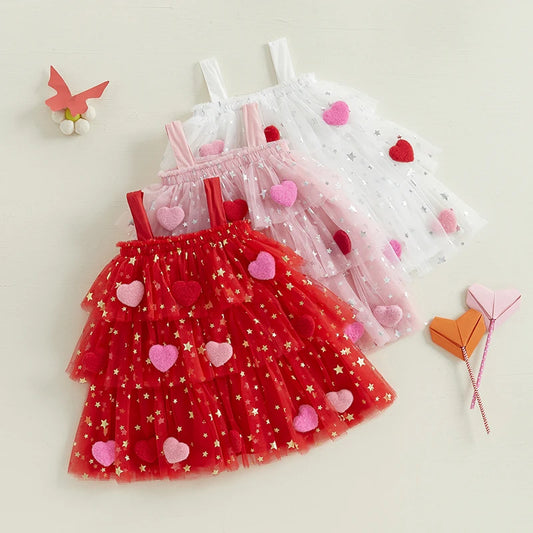 Girls' Knee-Length Tulle Dress – Sleeveless & Ruffled