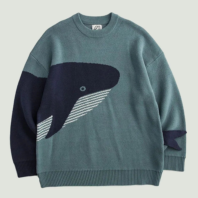 Cartoon Shark Knit Sweater