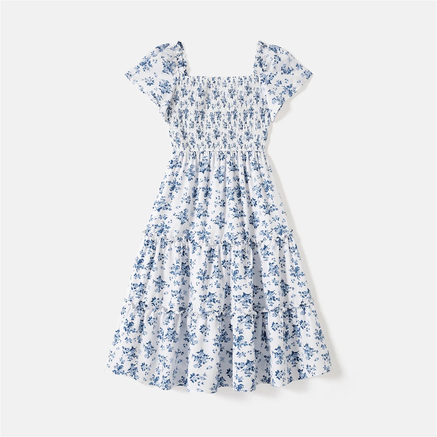 Matching Family Outfit - Allover Floral Print Shirred Tiered Dresses