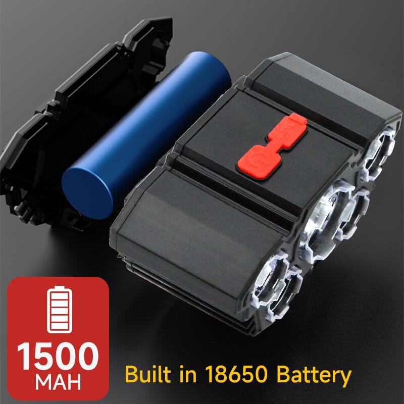 Built-in 5-LED 18650 Battery Rechargeable Headlamp Flashlight