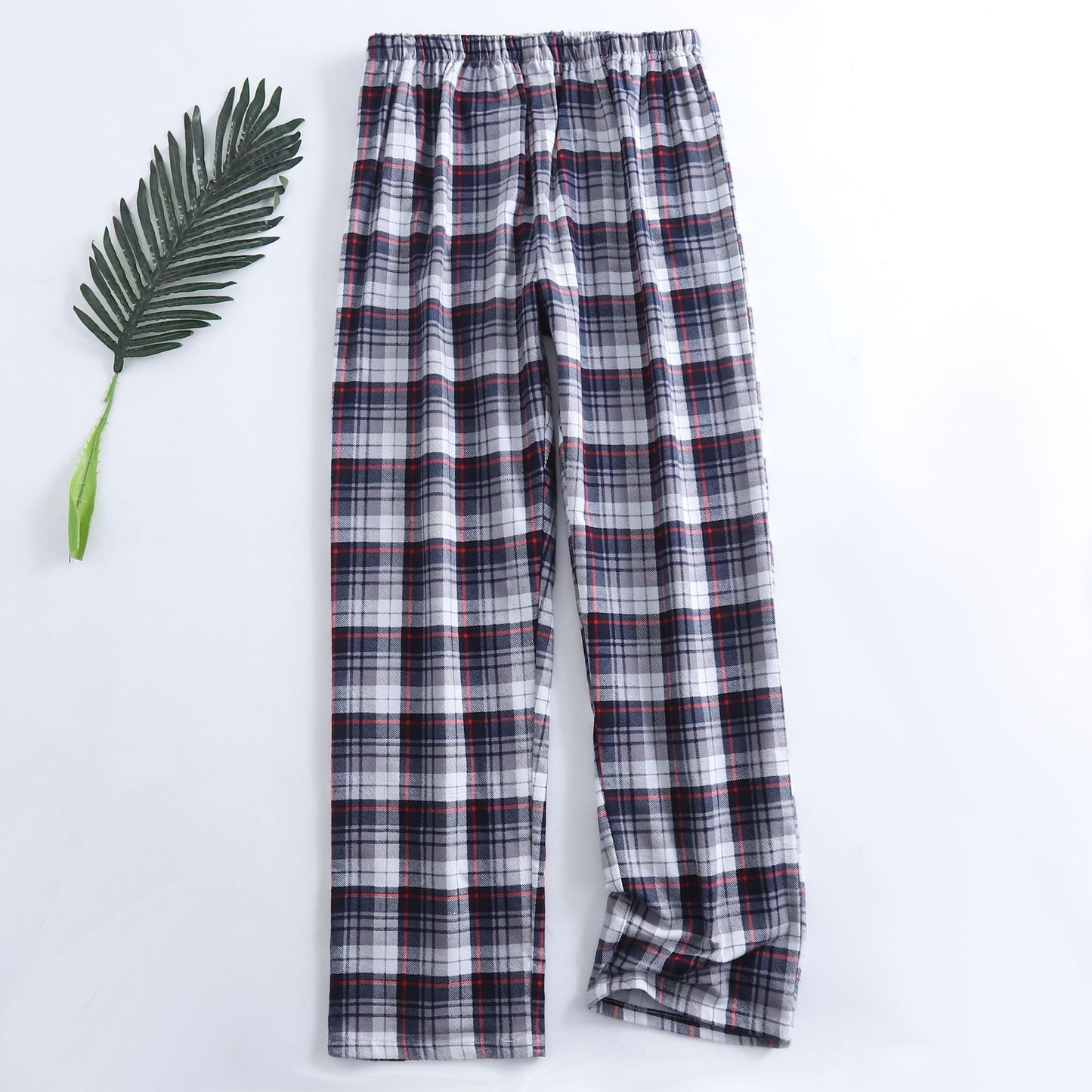 Winter Men's Plaid Flannel Pyjamas 2 Pcs Set