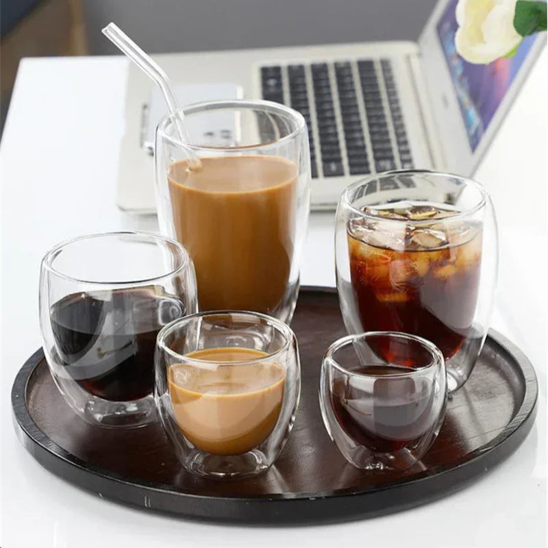 Double Wall Insulated Glass Mug – 5 Sizes Available