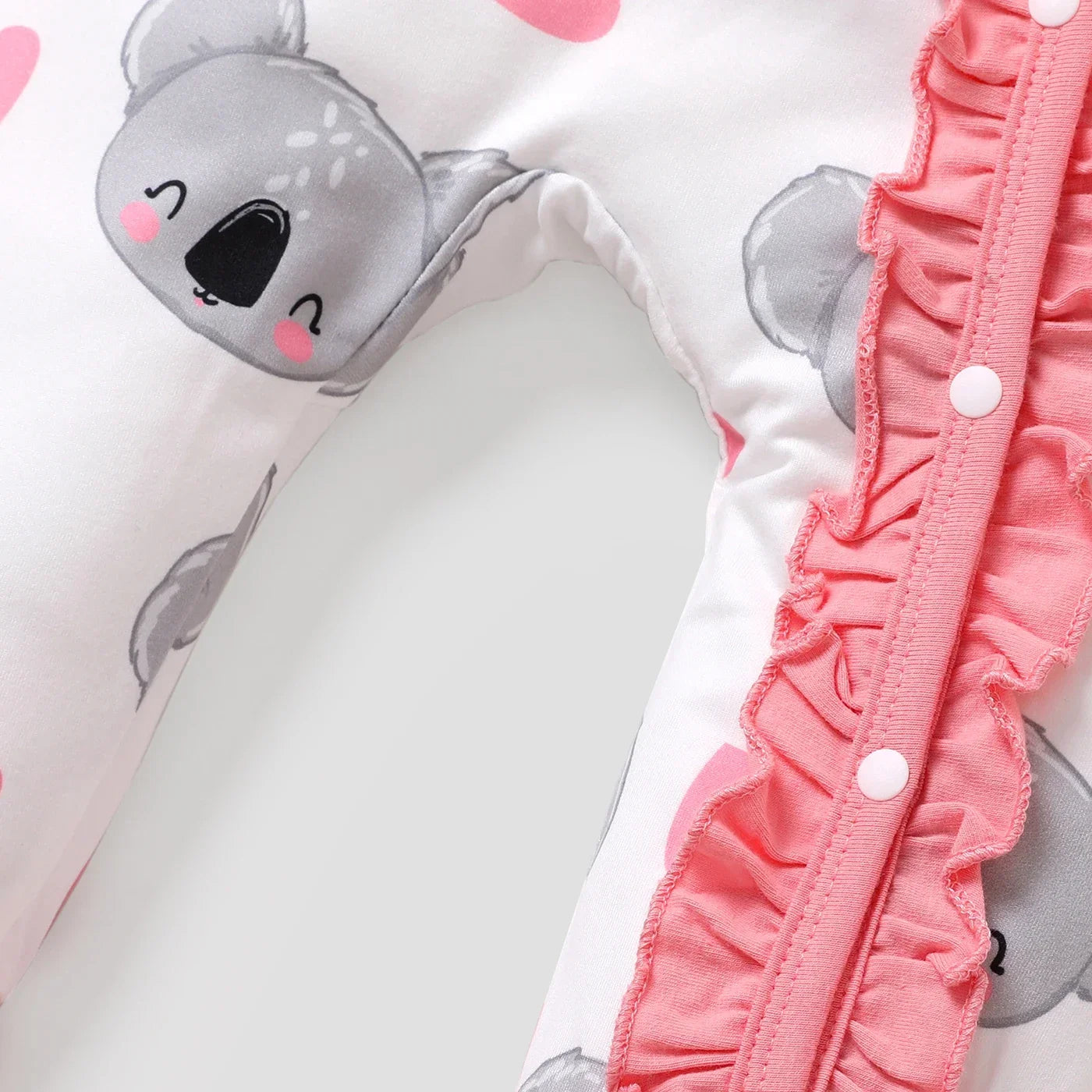Koala Baby Outfit Set – Long Sleeve Ruffle Jumpsuit + Headband (2 Pieces)