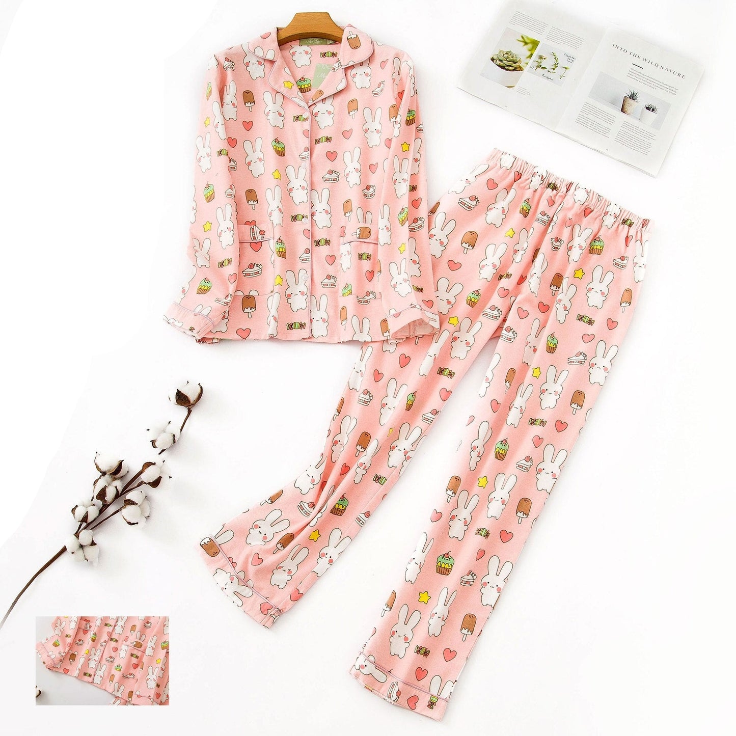 Women's Cosy Plaid Pyjamas 2 Pcs Set