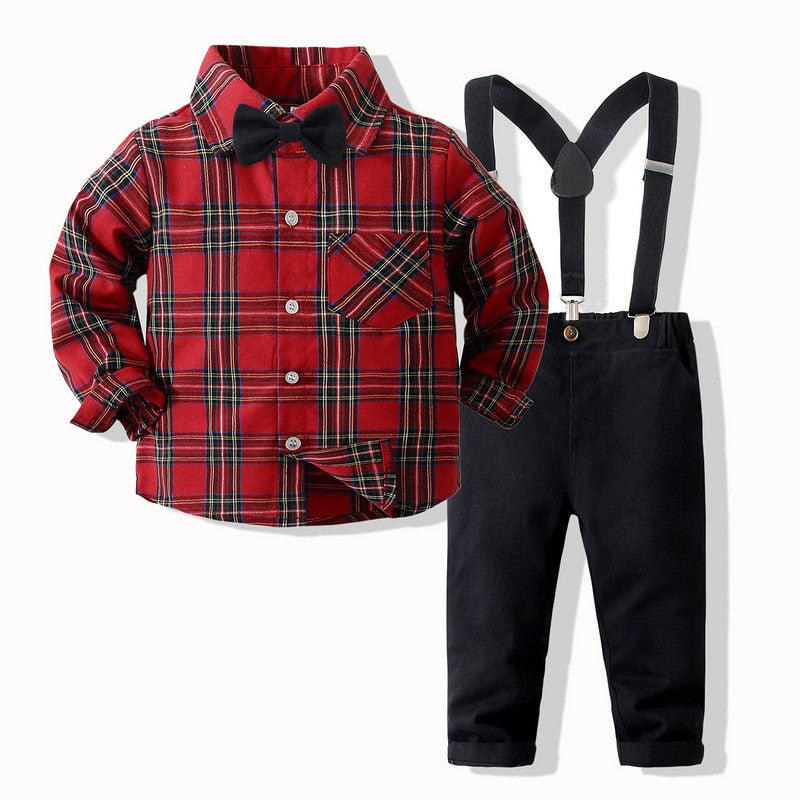 Gentlemen Boys Formal Outfit Set - Long Sleeve Shirt, Vest, Pants and Tie