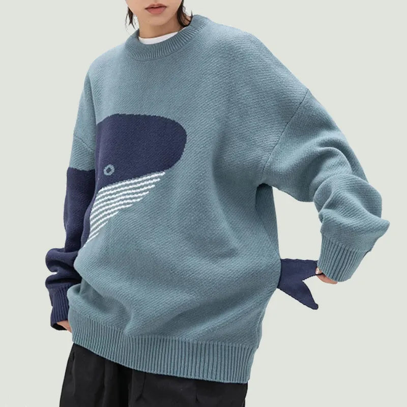 Cartoon Shark Knit Sweater