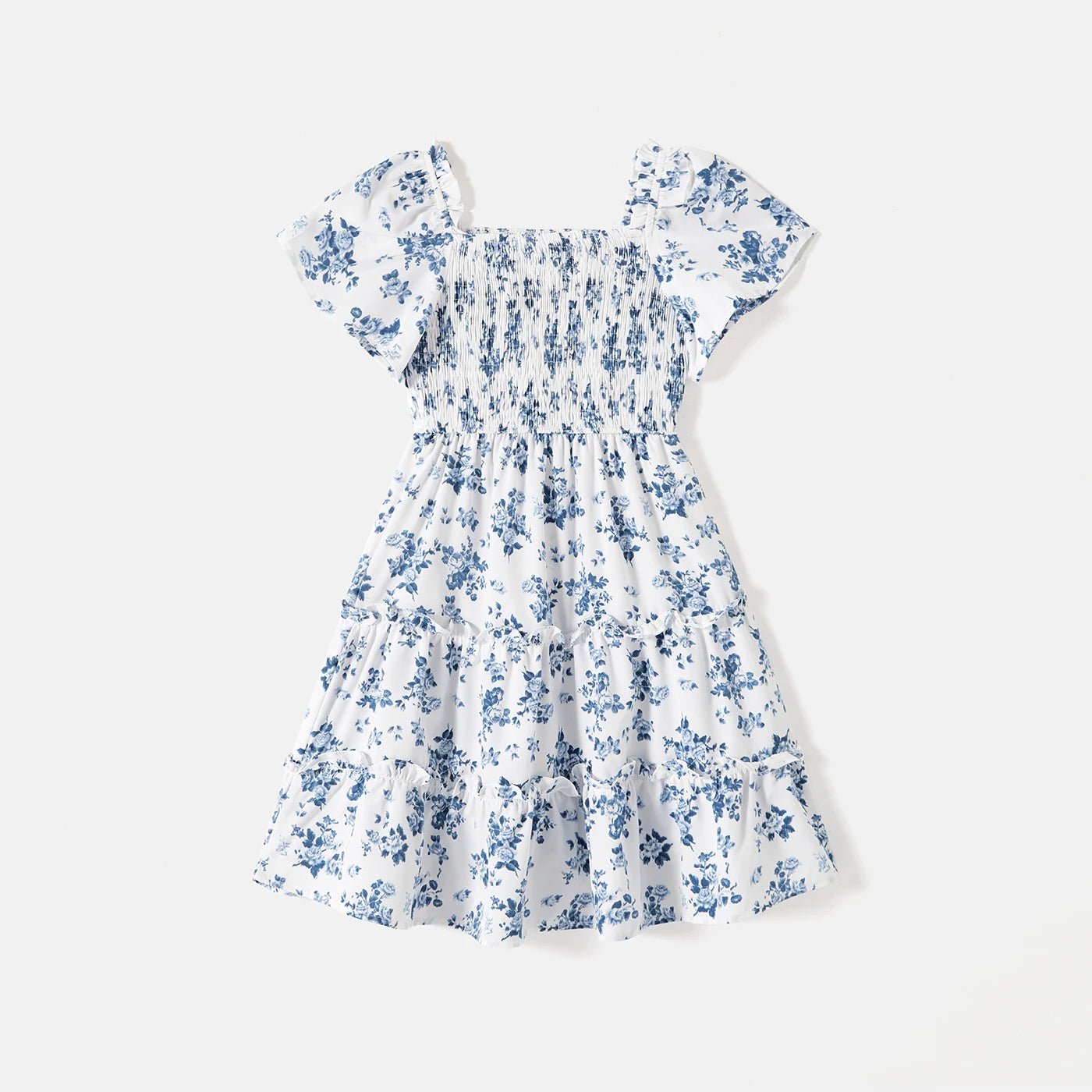 Matching Family Outfit - Allover Floral Print Shirred Tiered Dresses