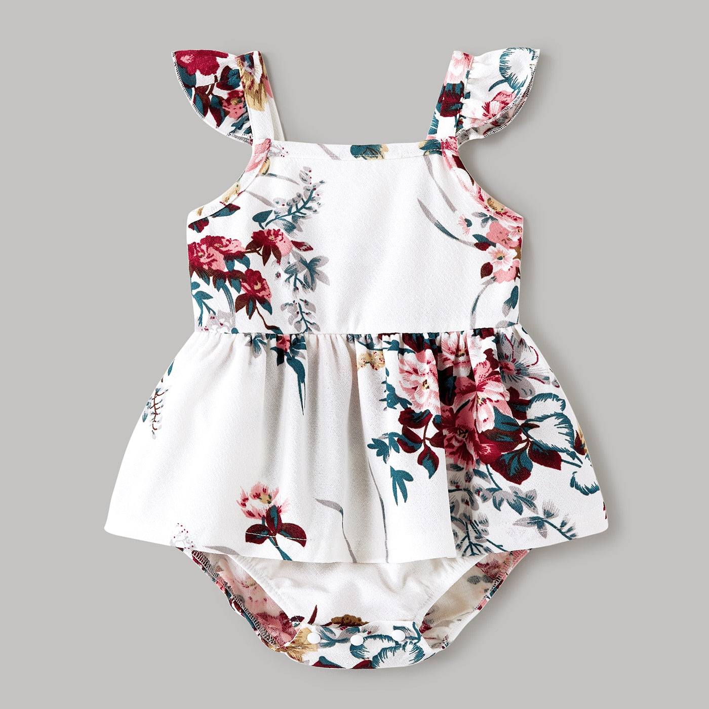 Matching Family Outfit - Floral Print Strap Dresses and T-Shirts Set