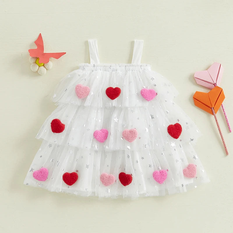 Girls' Knee-Length Tulle Dress – Sleeveless & Ruffled