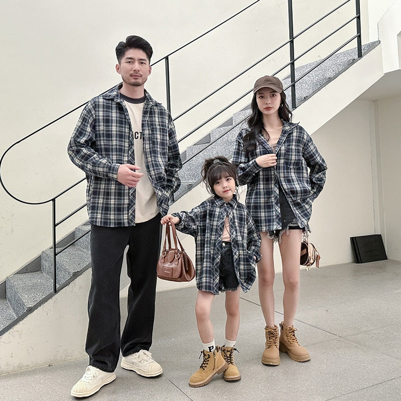 Matching Family Outfit Plaid Long Sleeve Shirt