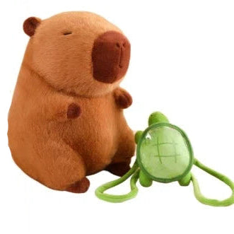 Strawberry Hat and Turtle Backpack Capybara Plush Toys