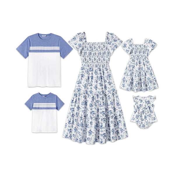 Matching Family Outfit - Allover Floral Print Shirred Tiered Dresses