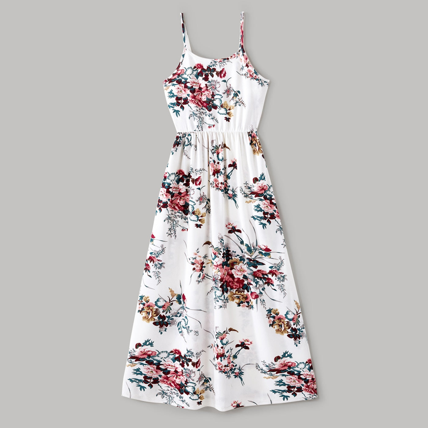 Matching Family Outfit - Floral Print Strap Dresses and T-Shirts Set