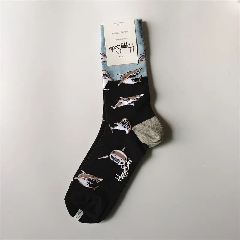 Happy& Funny Socks Men's Classic Crew Cotton Sports Socks