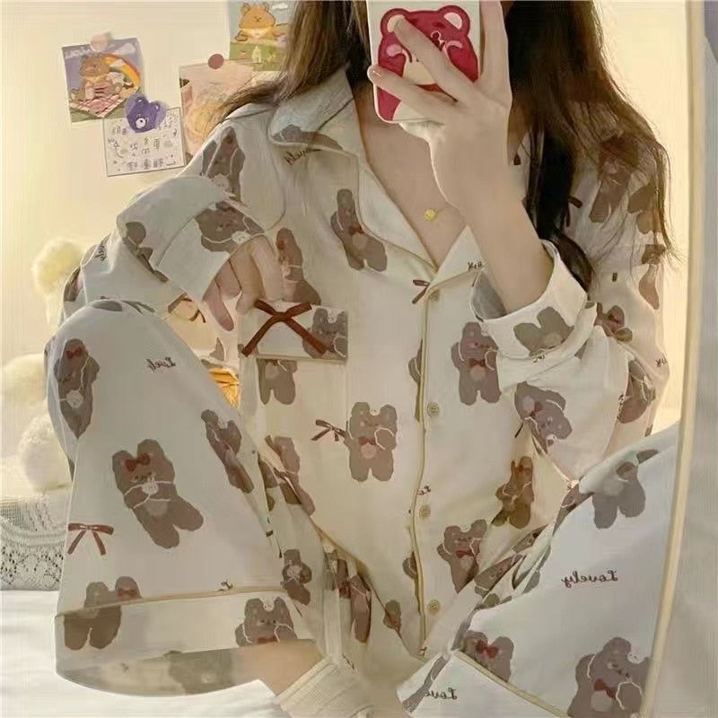 Cow Print Pyjamas Two Piece Set