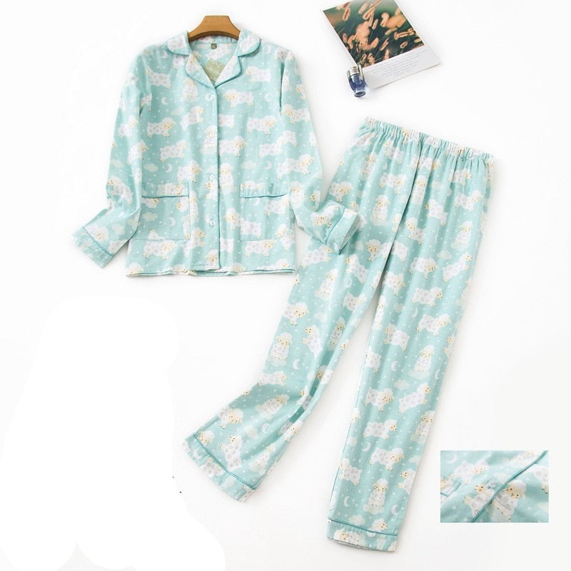 Women's Cosy Plaid Pyjamas 2 Pcs Set