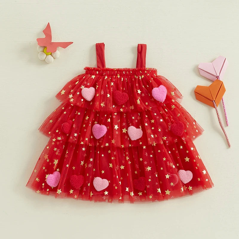 Girls' Knee-Length Tulle Dress – Sleeveless & Ruffled