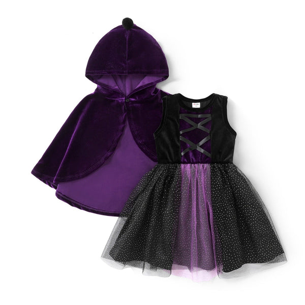 Toddler Girl Sweet Halloween Multi-Layered Dress Set
