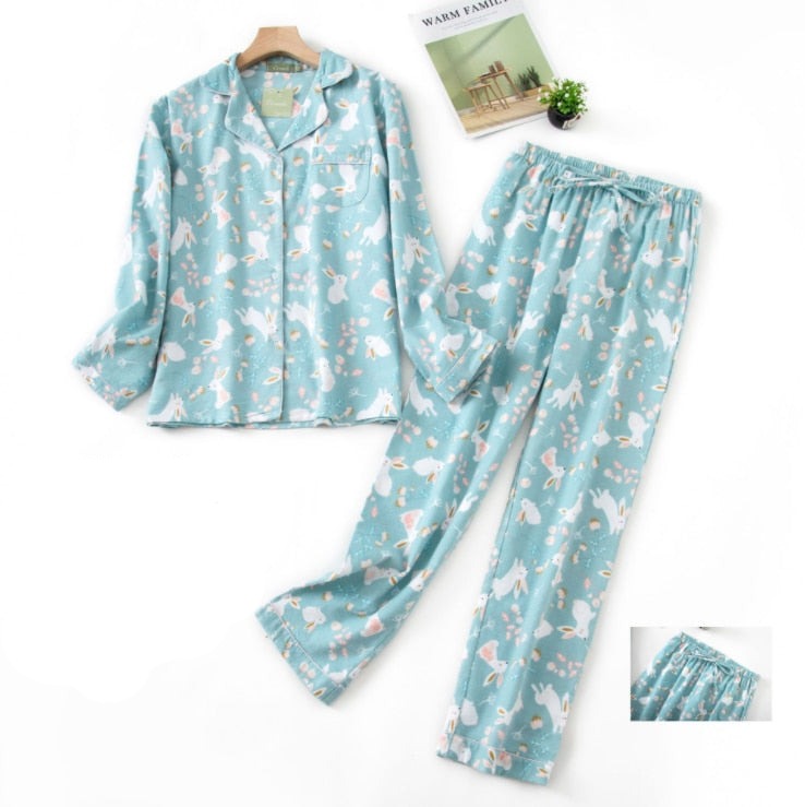 Women's Cosy Plaid Pyjamas 2 Pcs Set