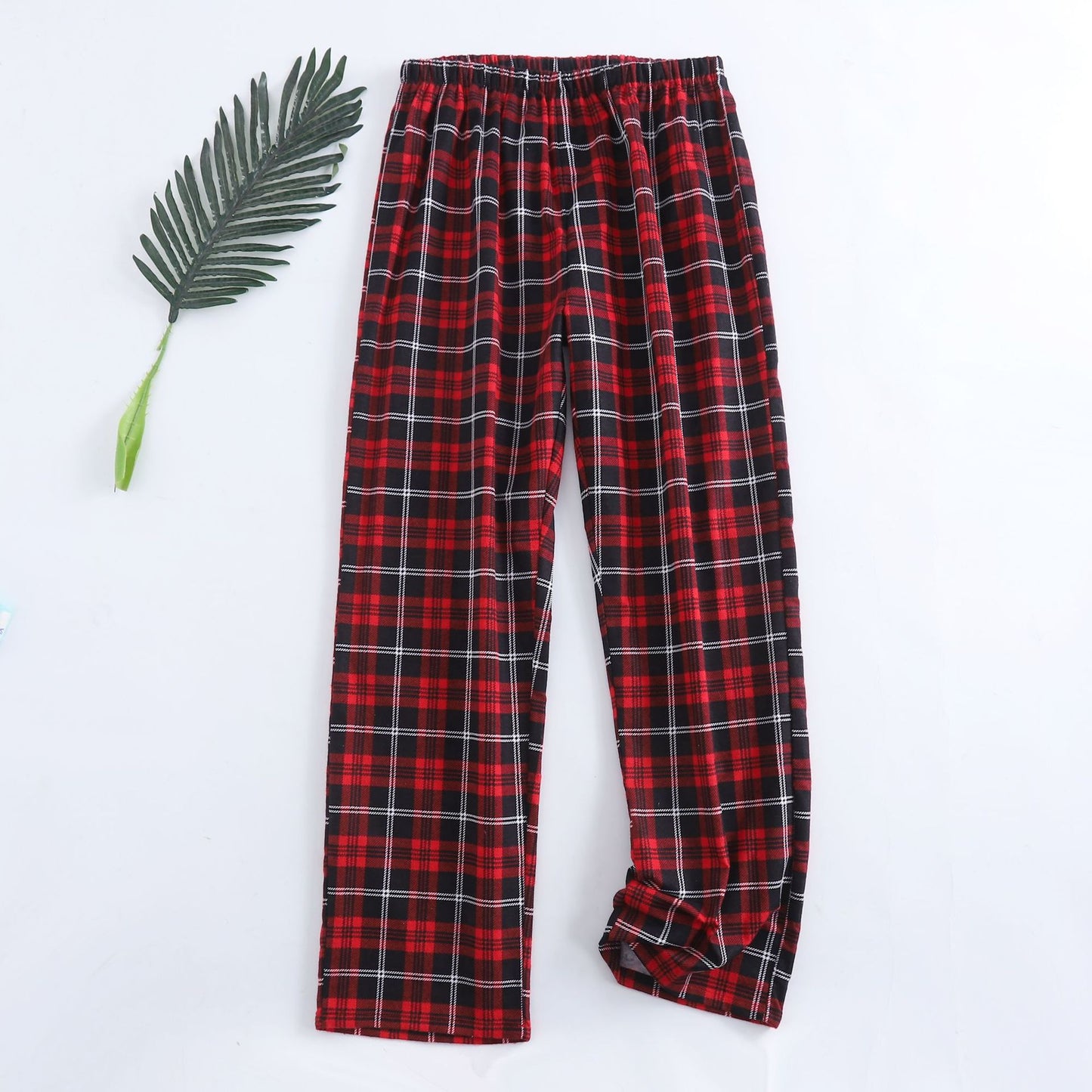 Winter Men's Plaid Flannel Pyjamas 2 Pcs Set