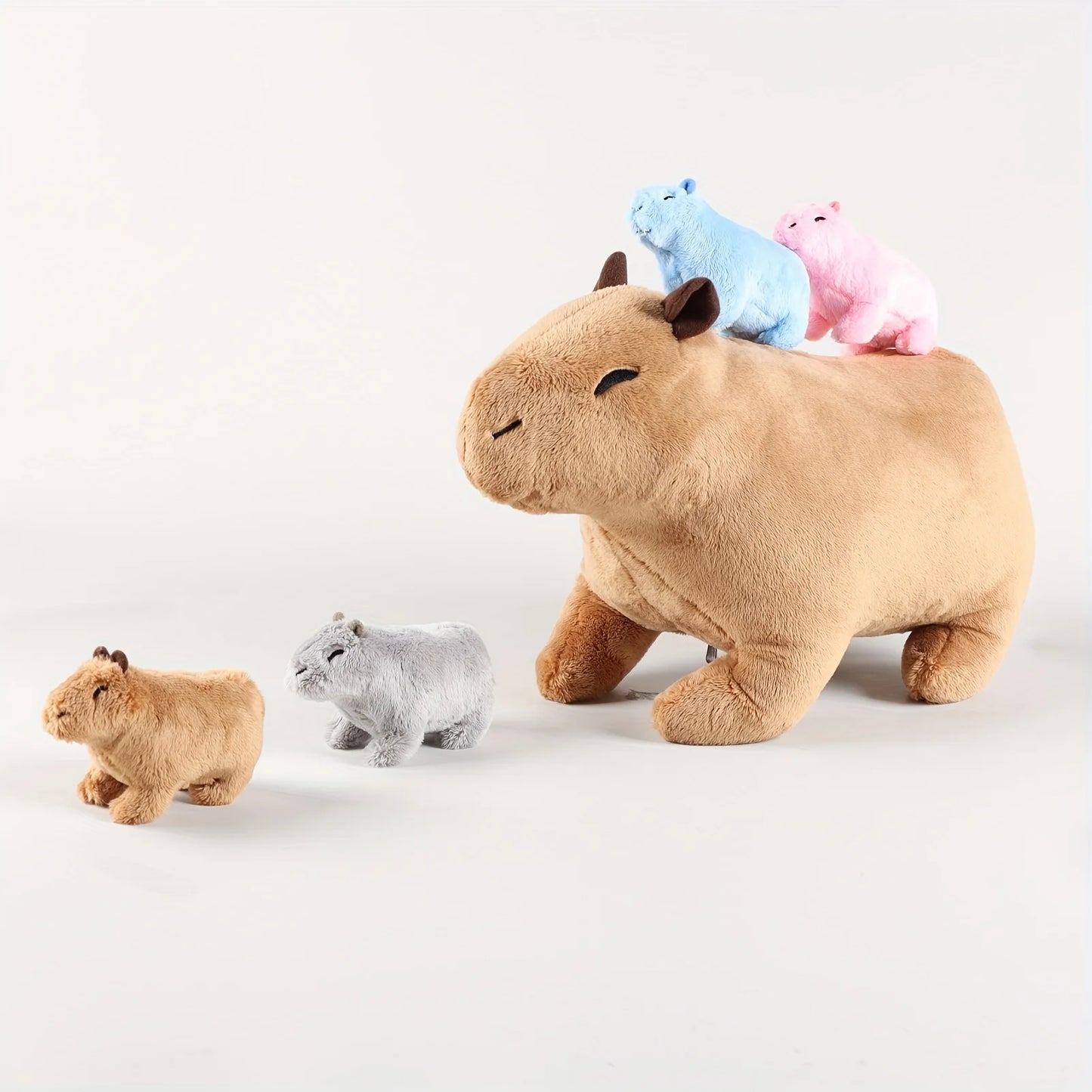 Mama Capybara Plush Toy with 4 Baby Capybaras