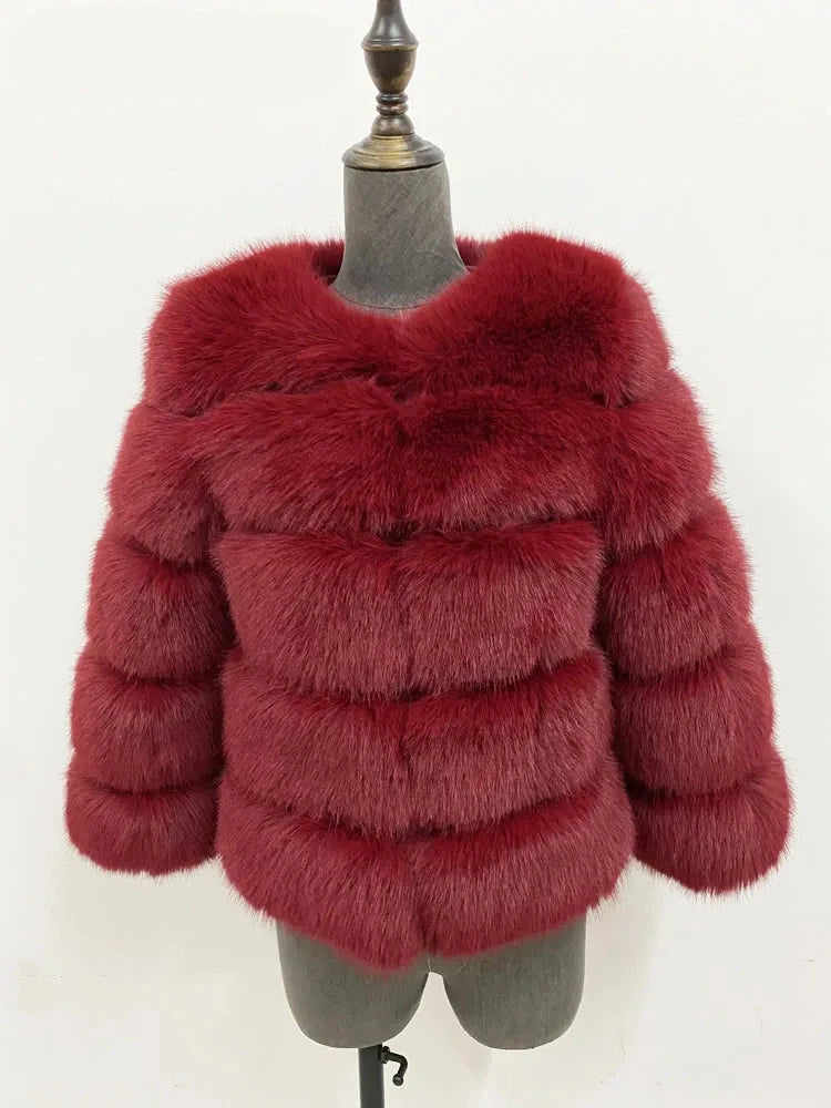 A vibrant faux fur coat with a burst of colours, perfect for autumn and winter. This coat showcases a plush, thick texture that mimics real fur, providing warmth and a stylish appearance. Available in sizes S to 5XL, it offers a flattering fit for different body shapes.